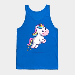 Cute Unicorn jumping with star cartoon Tank Top